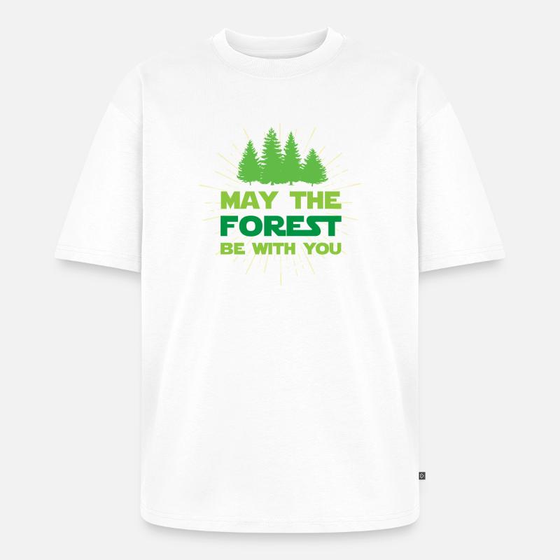 Möge der Wald mit dir sein - Unisex Premium Oversized Bio T-Shirt - Weiß