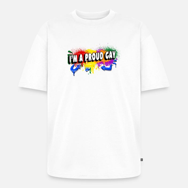 Ich bin ein stolzer Schwuler - Unisex Premium Oversized Bio T-Shirt - Weiß