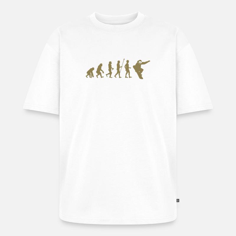 Snowboarder Evolution Geschenkidee - Unisex Premium Oversized Bio T-Shirt - Weiß