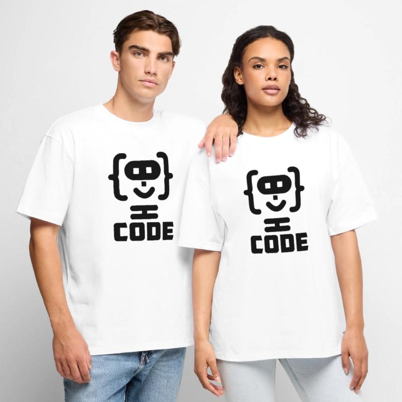 Hacker programmer code logo with text CODE Unisex Premium Oversized Organic T-Shirt