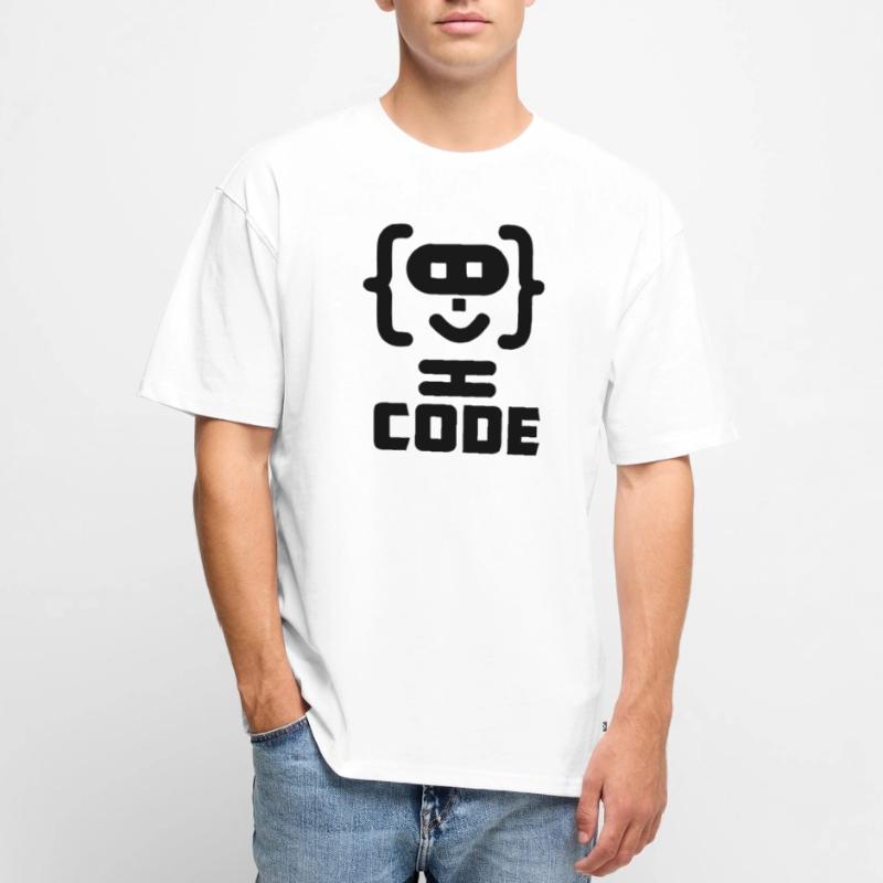 Hacker-Programmierer-Code-Logo mit Text CODE Unisex Premium Oversized Bio T-Shirt