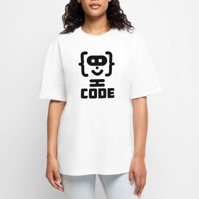 Hacker programmer code logo with text CODE Unisex Premium Oversized Organic T-Shirt
