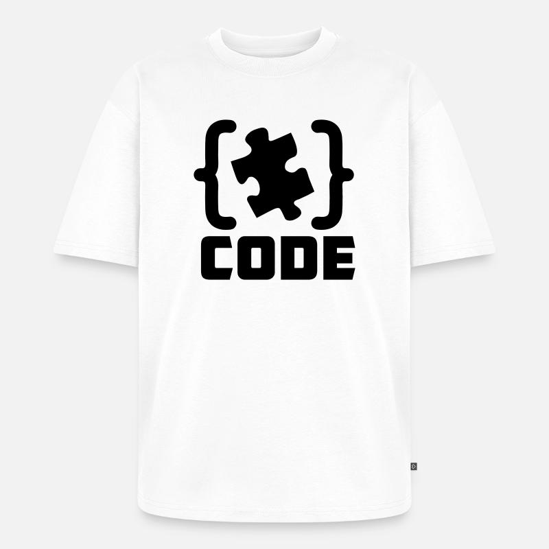 programmer Code puzzle piece solving - Unisex Premium Oversized Organic T-Shirt - white