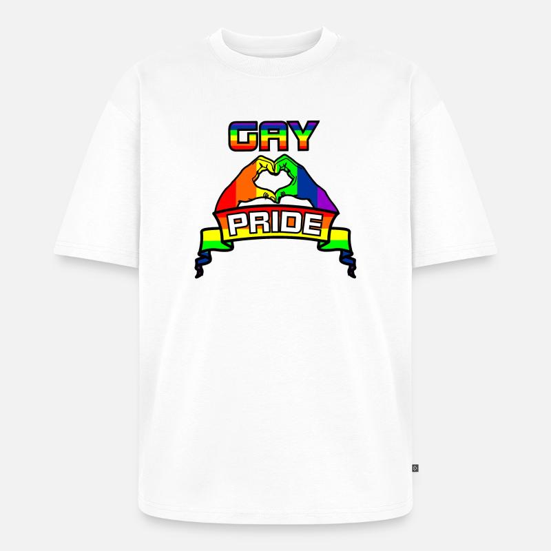 Regenbogen Gay Pride Logo 4 - Unisex Premium Oversized Bio T-Shirt - Weiß