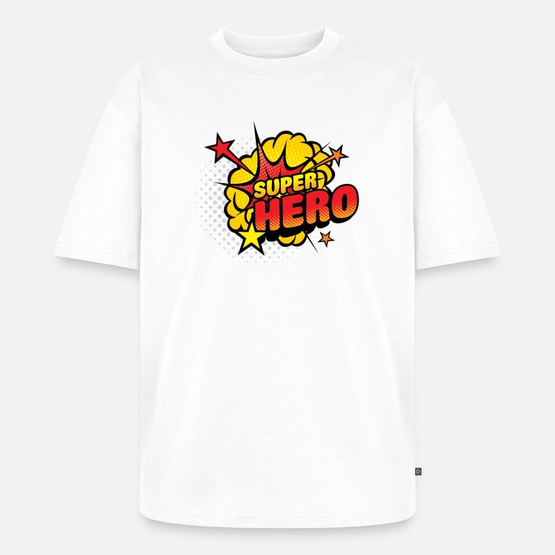 Superhelden Comic Explosion - Unisex Premium Oversized Bio T-Shirt - Weiß
