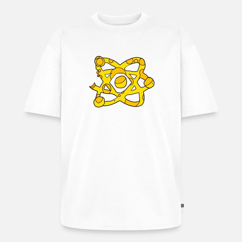 Atom Käse Symbol Wissenschaft Wissenschaftlich - Unisex Premium Oversized Bio T-Shirt - Weiß