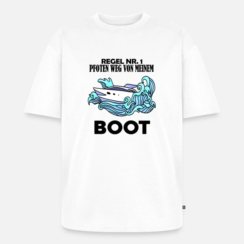 Motorboot Kapitän Boot Boote Seefahrt - Unisex Premium Oversized Bio T-Shirt - Weiß