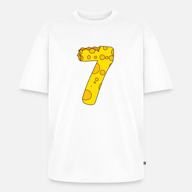 Numéro 7 Digit Cheese - T-shirt Premium bio oversize Unisexe - blanc