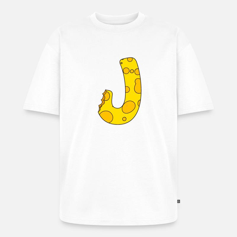 Buchstabe J - Unisex Premium Oversized Bio T-Shirt - Weiß