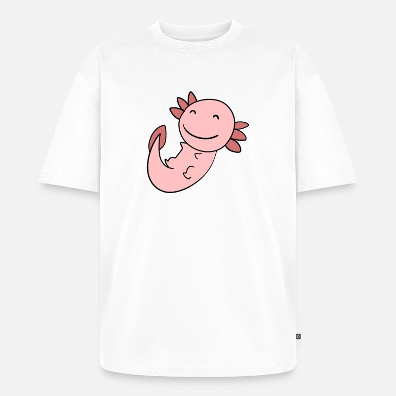 Süßes Axolotl Rosa - Unisex Premium Oversized Bio T-Shirt - Weiß