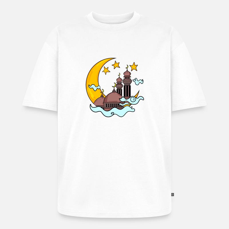 Moschee mit Halbmond - Unisex Premium Oversized Bio T-Shirt - Weiß
