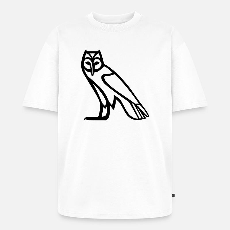 Eulen-Hieroglyphe - Unisex Premium Oversized Bio T-Shirt - Weiß