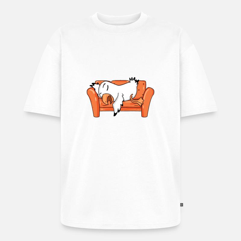 Möwe Müde Schlafen Schlaf - Unisex Premium Oversized Bio T-Shirt - Weiß