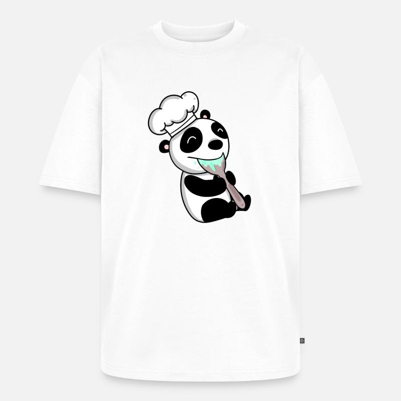 Panda Chef Mignon - T-shirt Premium bio oversize Unisexe - blanc
