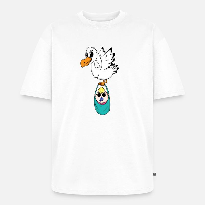 Oiseau avec grossesse de bébé - T-shirt Premium bio oversize Unisexe - blanc