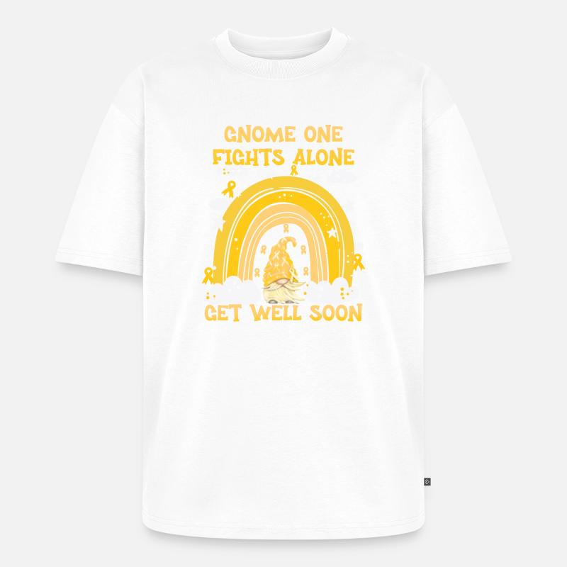 Gnome One Fights Alone Sarkomkrebs - Unisex Premium Oversized Bio T-Shirt - Weiß