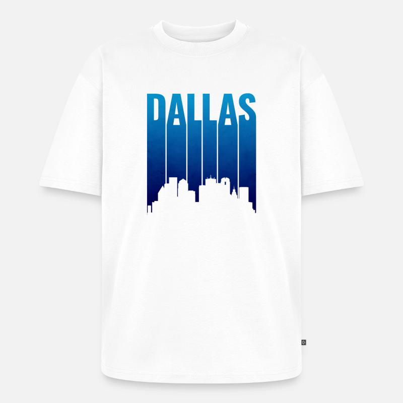 Dallas Skyline Gradient Silhouette - Unisex Premium Oversized Bio T-Shirt - Weiß