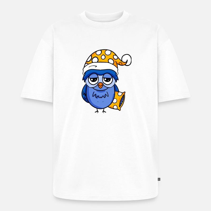 Schläfrige Eule - Unisex Premium Oversized Bio T-Shirt - Weiß
