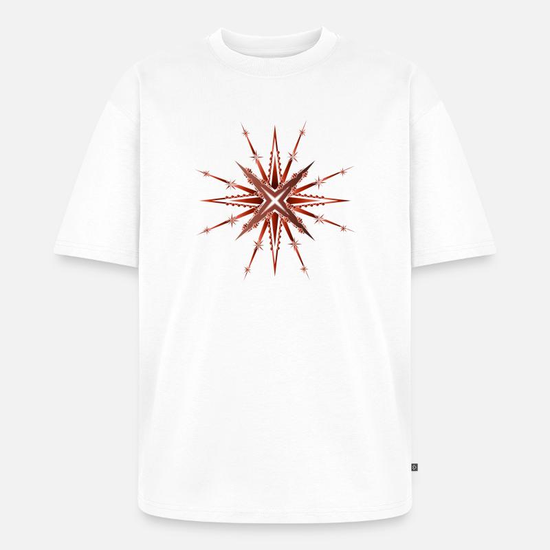 funkelnder und strahlender Rostroter Stern - Unisex Premium Oversized Bio T-Shirt - Weiß
