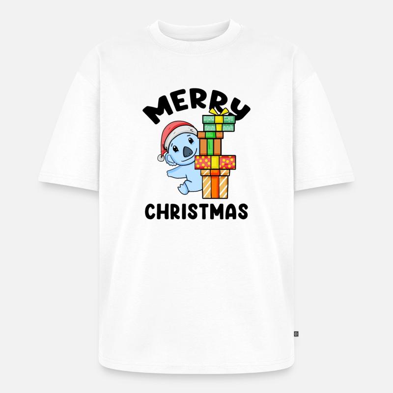 Frohe Weihnachten Koala - Unisex Premium Oversized Bio T-Shirt - Weiß