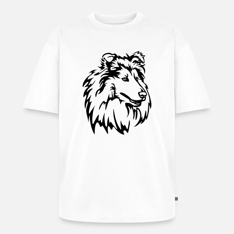 Collie Kopf - Unisex Premium Oversized Bio T-Shirt - Weiß