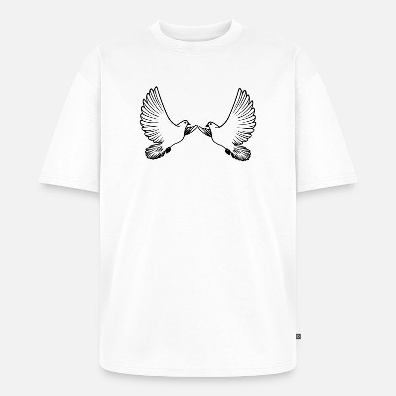 Zwei Tauben transparent - Unisex Premium Oversized Bio T-Shirt - Weiß