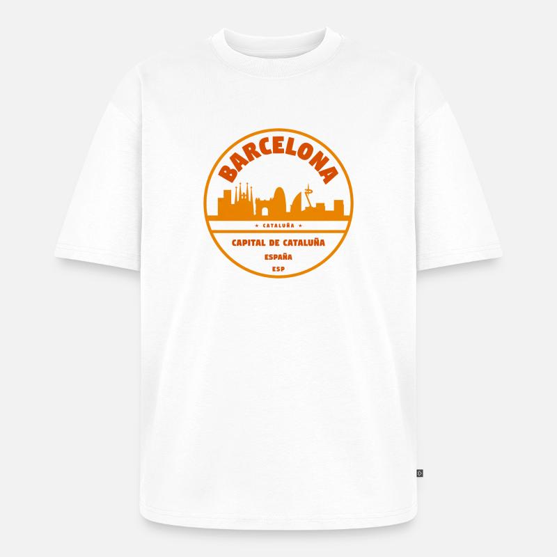 Barcelona Skyline Emblem - Unisex Premium Oversized Bio T-Shirt - Weiß
