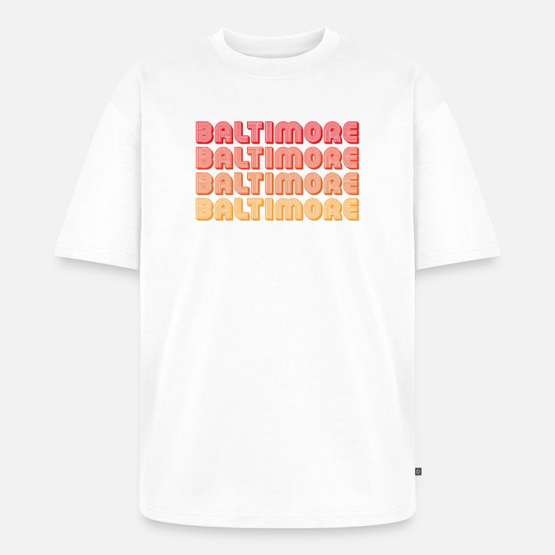 Baltimore Neon Gradient Repeats - Unisex Premium Oversized Bio T-Shirt - Weiß