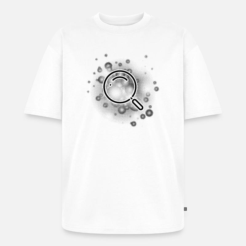Lupe mit Punkte Hintergrund - Unisex Premium Oversized Bio T-Shirt - Weiß