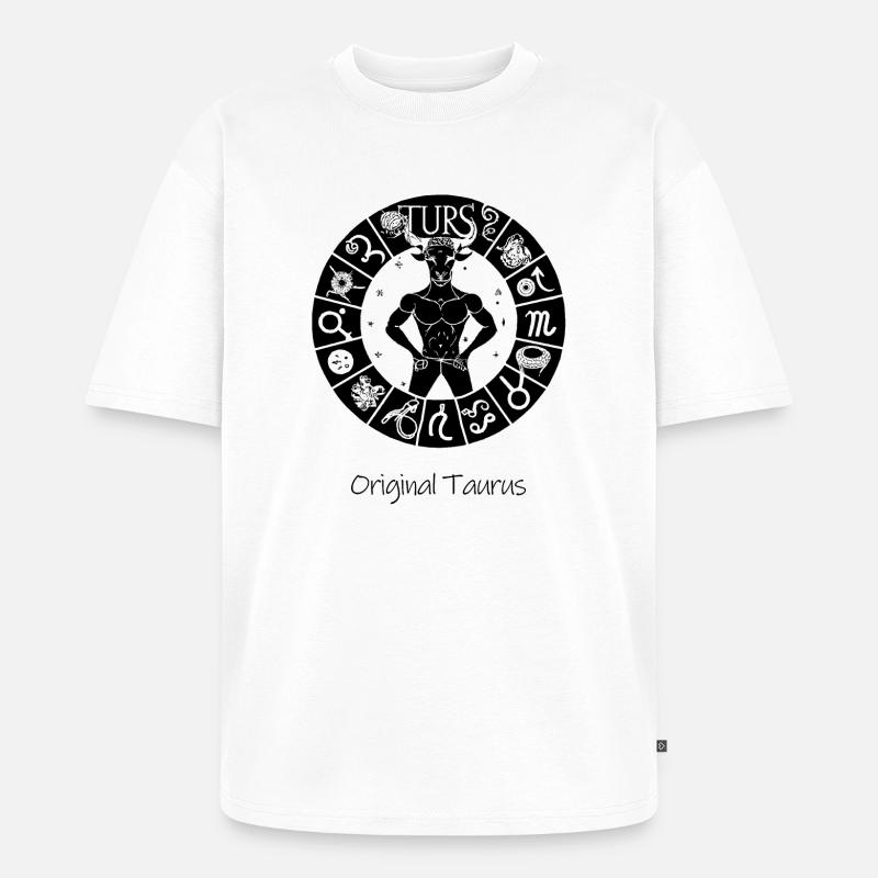 Sternzeichen Stier 001 schwarz - Unisex Premium Oversized Bio T-Shirt - Weiß