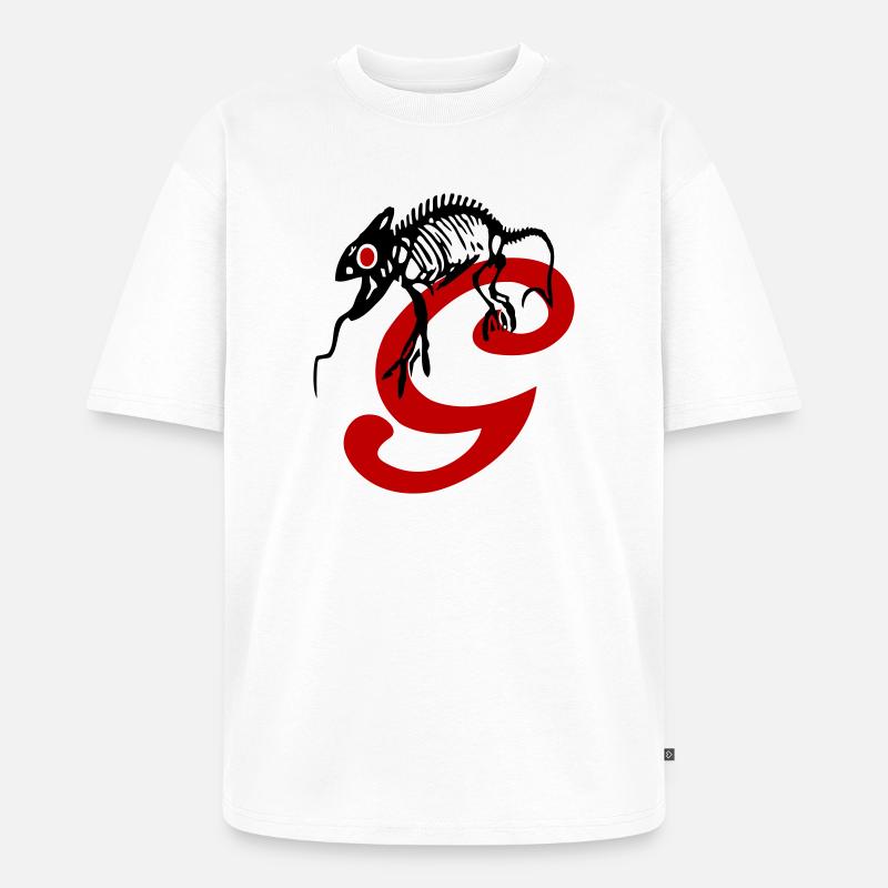 Gecko, Eidechse, Initiale - Unisex Premium Oversized Bio T-Shirt - Weiß