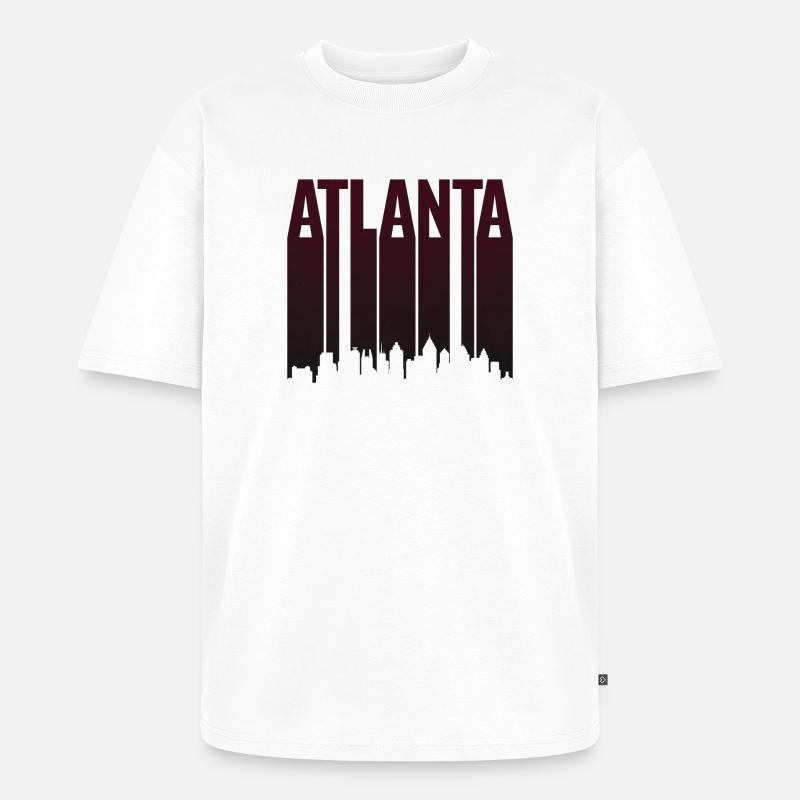 Silhouette verticale de la Skyline d’Atlanta - T-shirt Premium bio oversize Unisexe - blanc