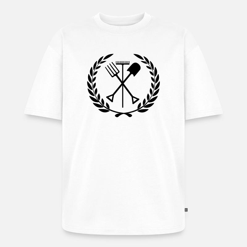 Gartengeräte Rechen, Schaufel, Mistgabel - Unisex Premium Oversized Bio T-Shirt - Weiß