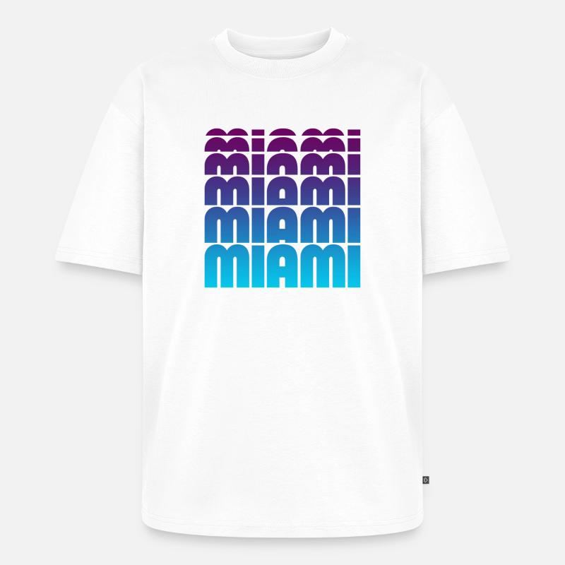 Miami Grid Gradient - Unisex Premium Oversized Bio T-Shirt - Weiß
