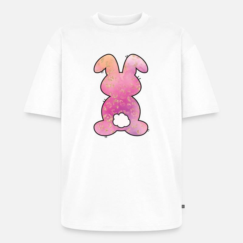 Leopard Pattern Rabbit Easter - Unisex Premium Oversized Organic T-Shirt - white