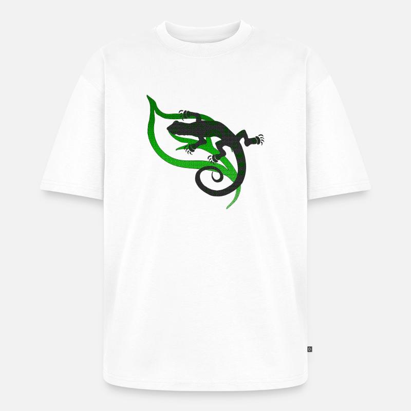 coole eidechsenmotive, Eidechsentribal - Unisex Premium Oversized Bio T-Shirt - Weiß