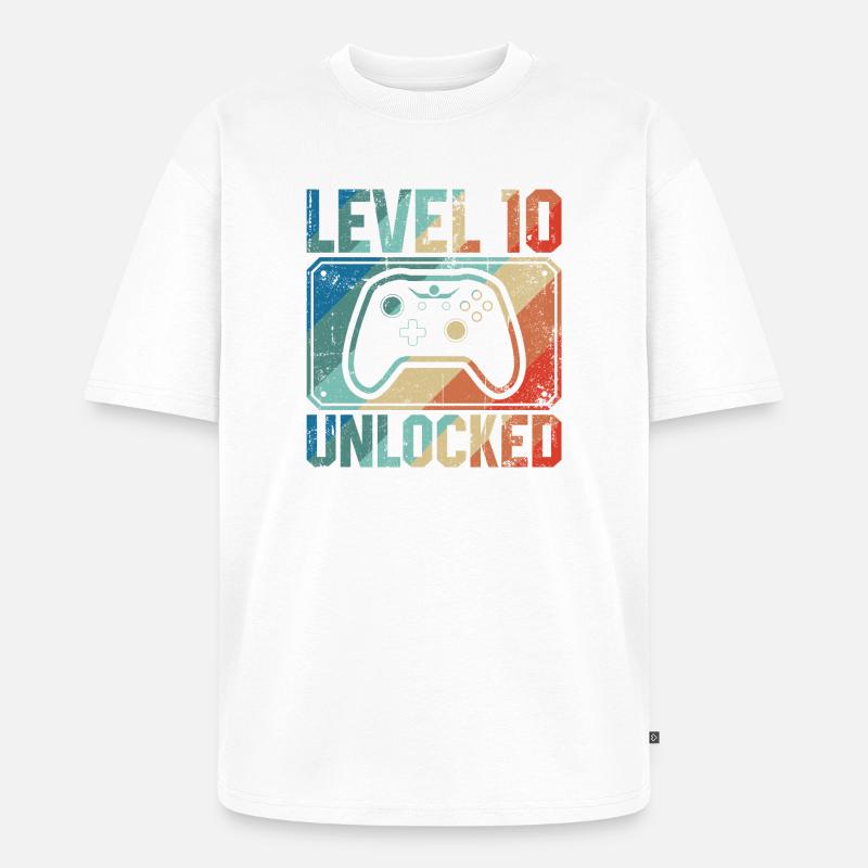 Level 10 freigeschalteter Controller - Unisex Premium Oversized Bio T-Shirt - Weiß