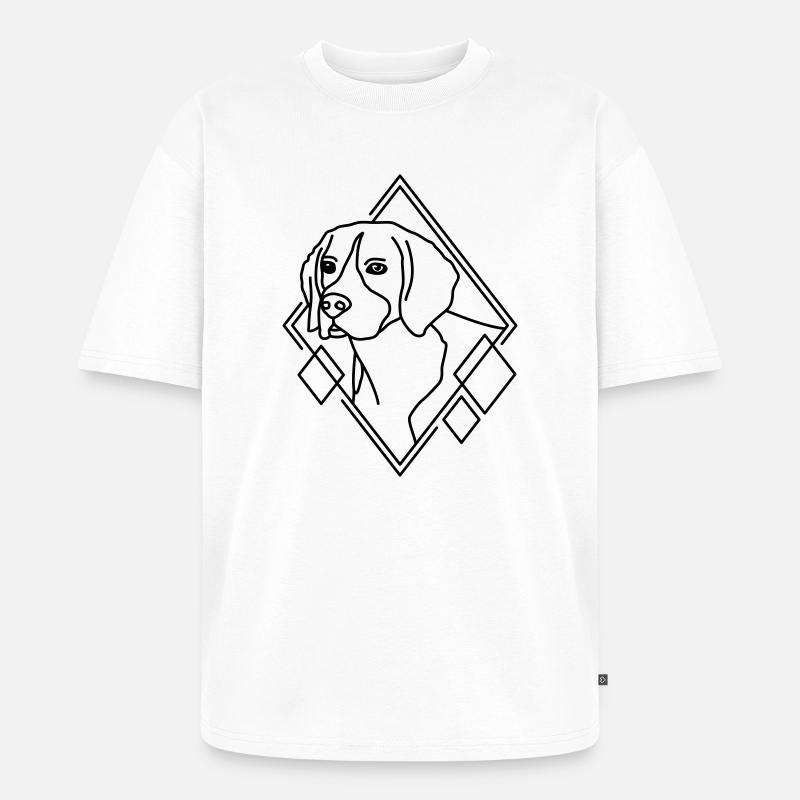 Beagle in geometrischer Form - Line-Art-Design - Unisex Premium Oversized Bio T-Shirt - Weiß