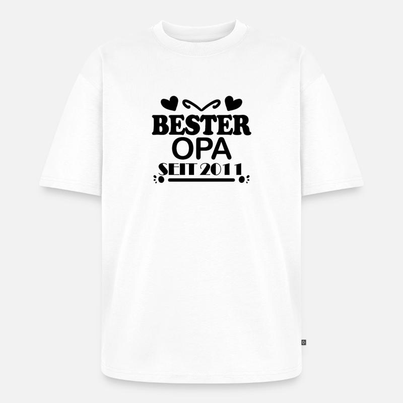 Bester Opa seit 2011 - Unisex Premium Oversized Bio T-Shirt - Weiß
