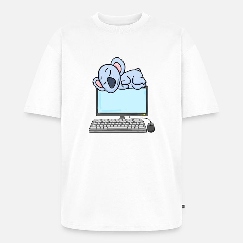 Koala Computer Nerd Programmer Gift - Unisex Premium Oversized Organic T-Shirt - white