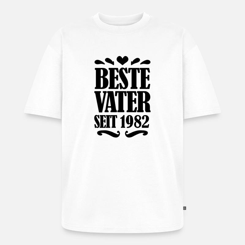 Bester Vater seit 1982 - Unisex Premium Oversized Bio T-Shirt - Weiß