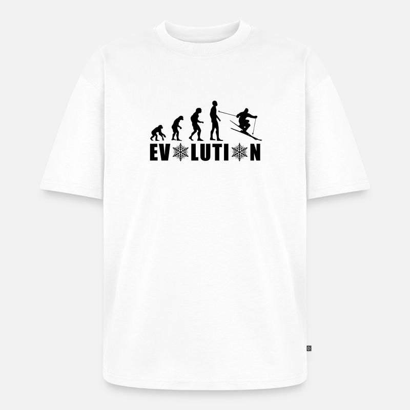 EVOLUTION Ski Winter Geschenk Weihnachtsgeschenk - Unisex Premium Oversized Bio T-Shirt - Weiß