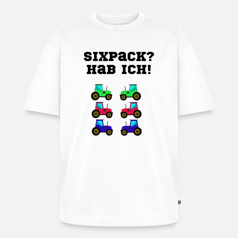 trecker sixpack kinder traktor - Unisex Premium Oversized Bio T-Shirt - Weiß