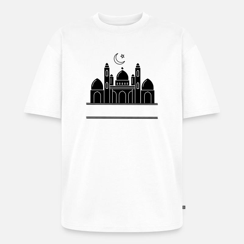Moschee religiöses Bethaus mit Textleiste - Unisex Premium Oversized Bio T-Shirt - Weiß