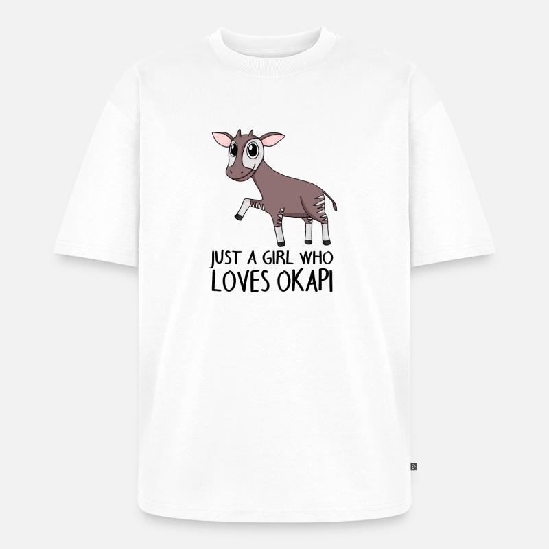 Okapi Mädchen Spruch - Unisex Premium Oversized Bio T-Shirt - Weiß