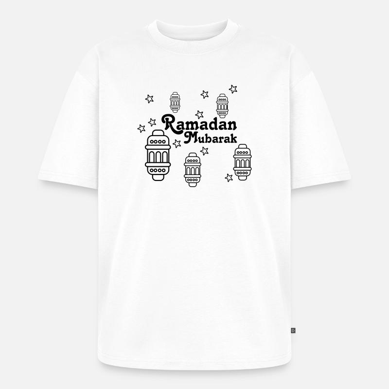 Ramadan Mubarak Lichter, Sternchen - Unisex Premium Oversized Bio T-Shirt - Weiß
