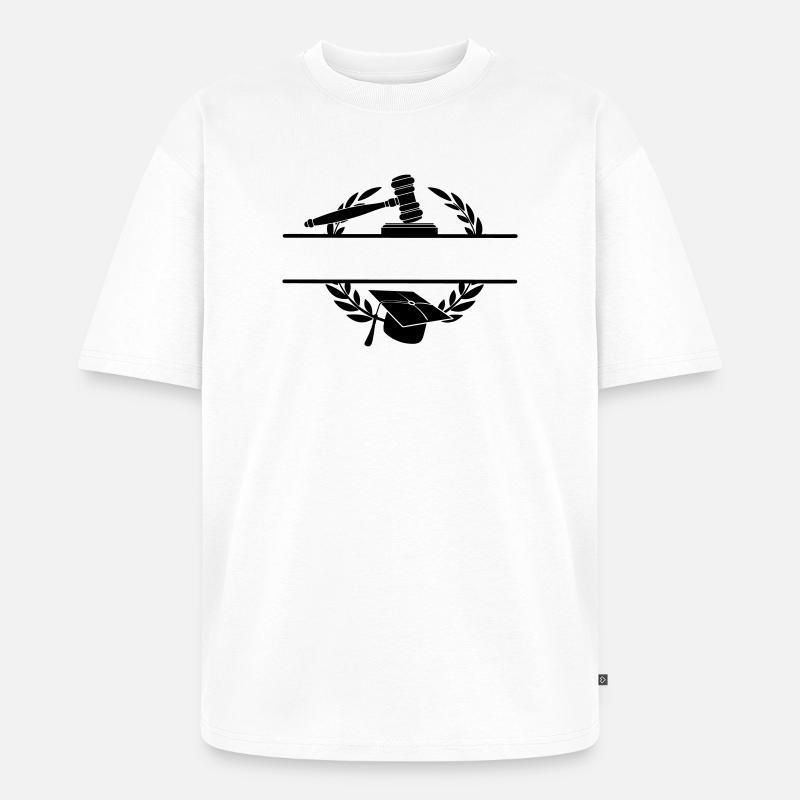 Anwaltsmonogramm mit Hut und Hammer - Unisex Premium Oversized Bio T-Shirt - Weiß