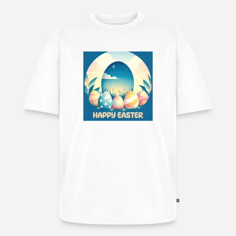 Happy Easter, Easter Egg - Unisex Premium Oversized Organic T-Shirt - white