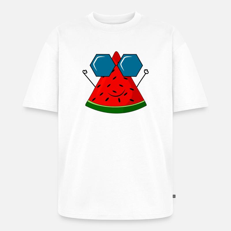 Sommer, Wassermelone, Sonne - Unisex Premium Oversized Bio T-Shirt - Weiß