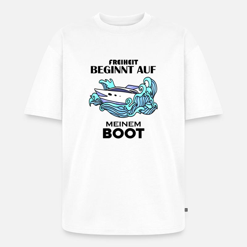 Boote Motorboot - Unisex Premium Oversized Bio T-Shirt - Weiß